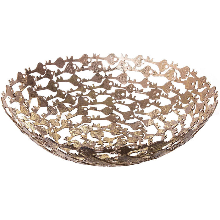 Oriental Style Key Golden Decorative Centerpiece Bowl,10 Inches