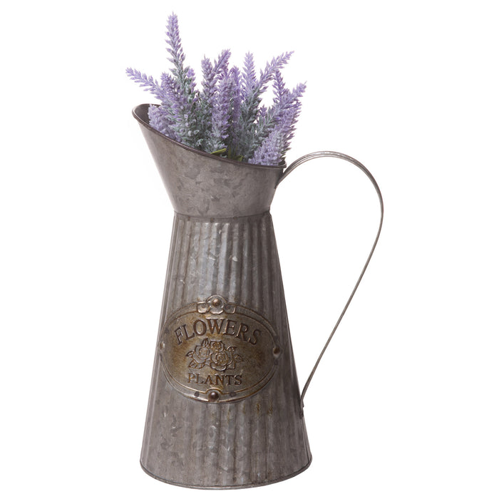 Multipurpose Decorative Metal Pitcher, Country Farmhouse Rustic Décor, Large, 13-inch