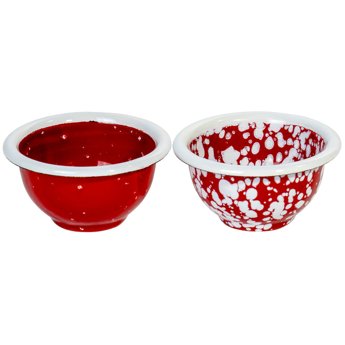 Red Co. Christmas Red Enameled Petite Pinch Bowl Round 3" Set of 2