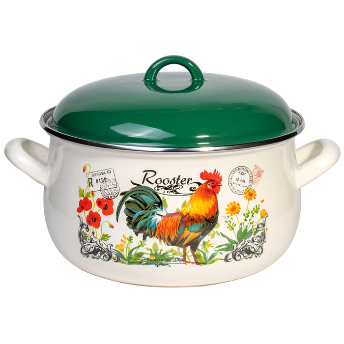 Enamel On Steel Round Covered Stockpot - Pasta Stock Stew Soup Casserole Dish Cooking Pot with Lid