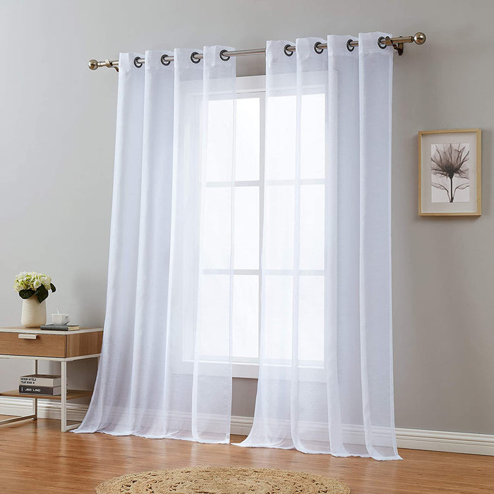 Red Co. Semi Sheer Curtains with Grommets - 2 Panel Set