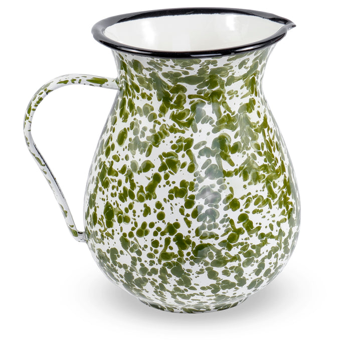 Red Co. Green Speckled Tin Pitcher, Drip Free Cold Water Jug Perfect for Iced Tea, Sangria, Lemonade — 2 Liter