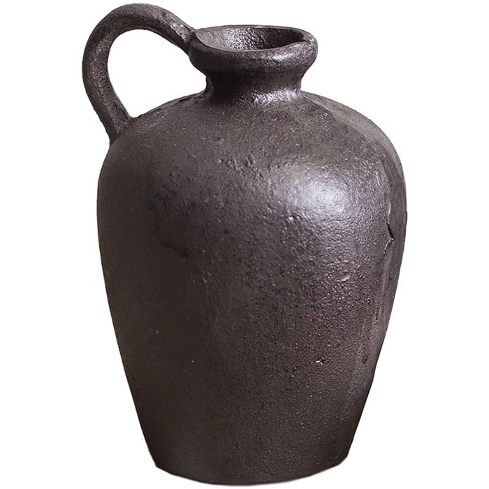 Rustic Chic Cast Iron Jug Vessel - Antique Heavy Weight Decorative Statue