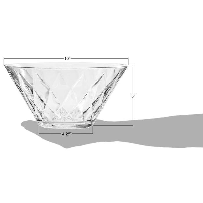 Red Co. Premium Etched Clear Glass Multipurpose Serving Bowl, Lead Free Crystal Fruit Bowl, 64 oz