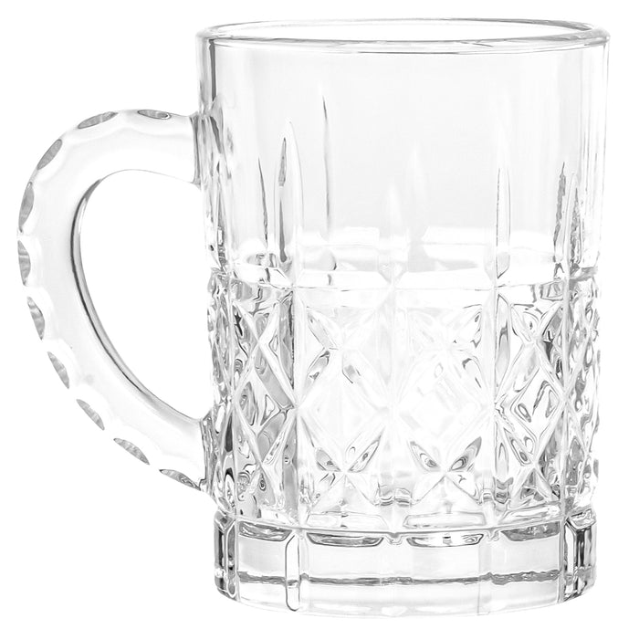 Red Co. 13oz Clear Coffee Glass Mugs Set of 4 with Handle and Etched Pattern - Glass Cup Drinkware for Latte, Tea, or Juice