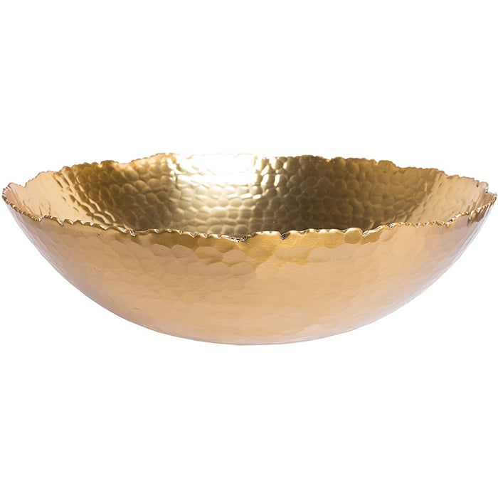 Red Co. Antique Style Tabletop Gold Textured Centerpiece Round Serving Platter Tray Catch-All Dish - 13 Inches Dia, for Dining Living Room Home Décor