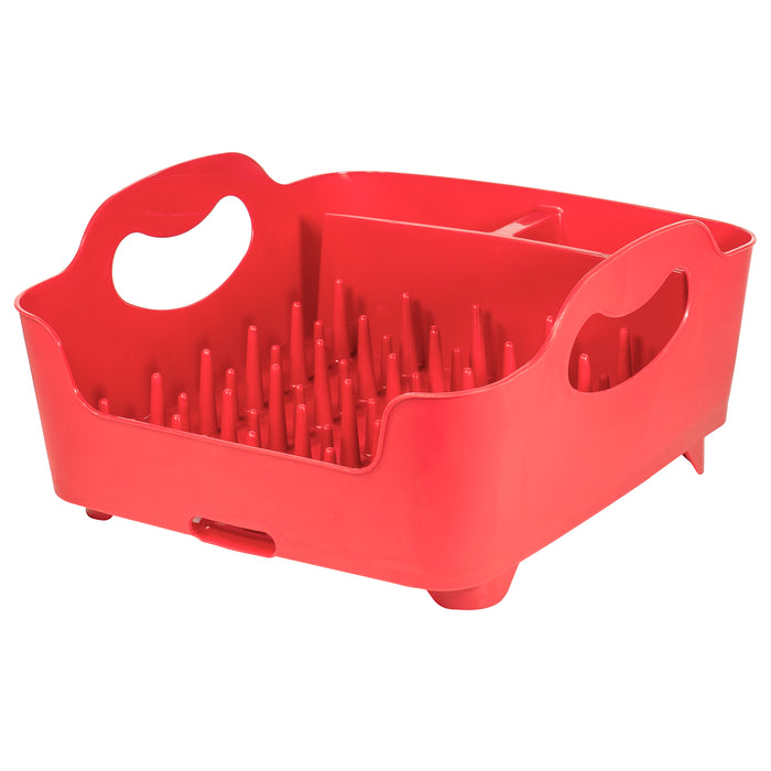 Red Co. Kitchen Countertop Plastic Dish and Cutlery Drying Rack with Drainage 14.5" x 13" x 6"