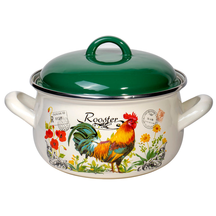 Enamel On Steel Round Covered Stockpot - Pasta Stock Stew Soup Casserole Dish Cooking Pot with Lid