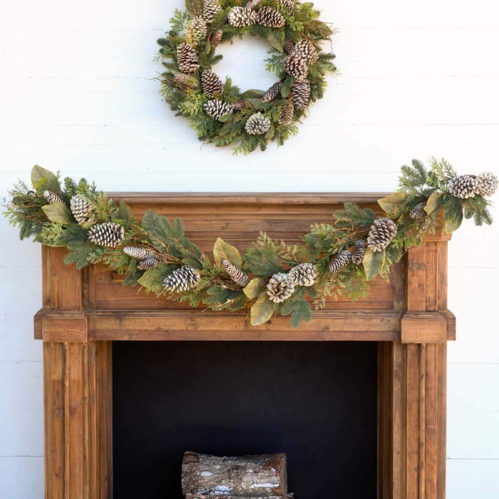 Red Co. Classic and Elegant Winter Evergreen Mixed Pine & Pine Cone Garland - 72”