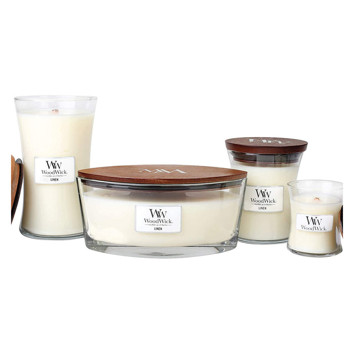 WoodWick Linen Everyday Hearthwick Candle, Ellipse, White