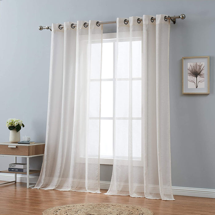 Red Co. Semi Sheer Curtains with Grommets - 2 Panel Set