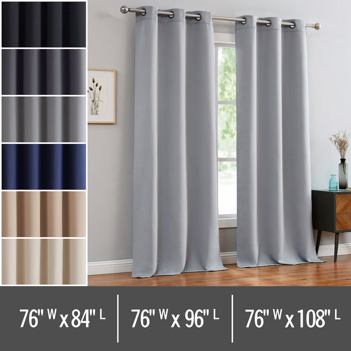 Red Co. Blackout Curtains with Grommets and Rope Tiebacks - 2 Panel Set