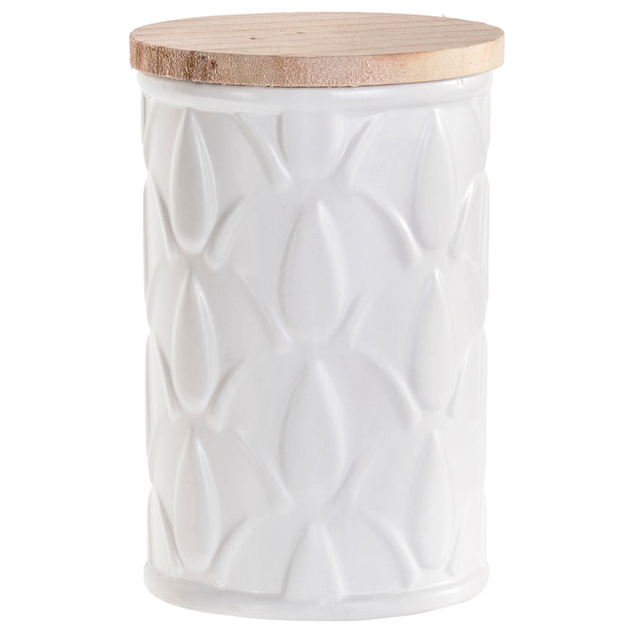 Swan Creek Highly Scented Pillar Candle in Round Ceramic Canister with Lid, White Collection – Assorted Patterns – 12 oz.