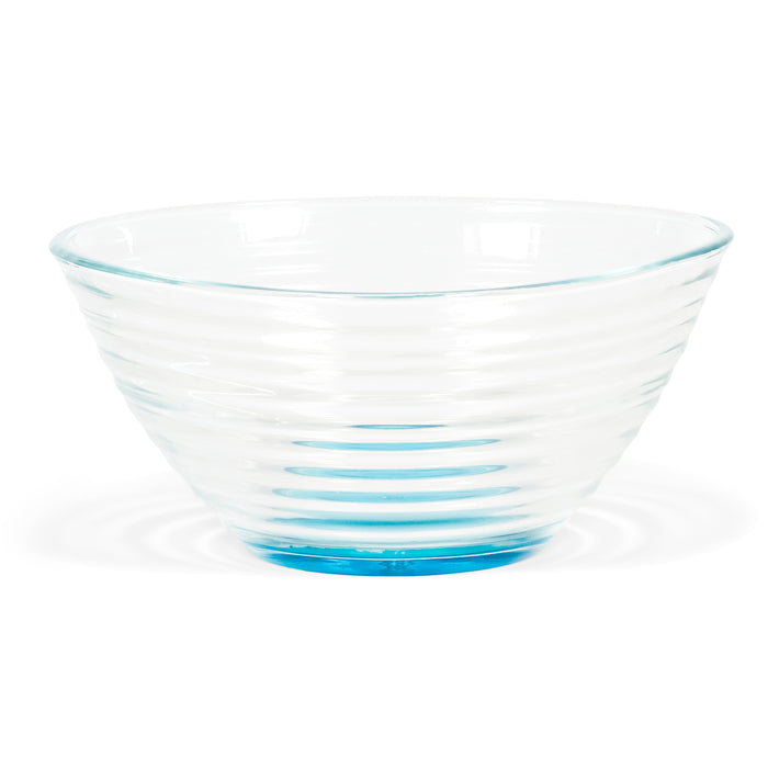 Red Co. Small Clear Glass Ribbed Multipurpose Colored Base Prep and Serving Bowls - 10.25 Ounce, Set of 6