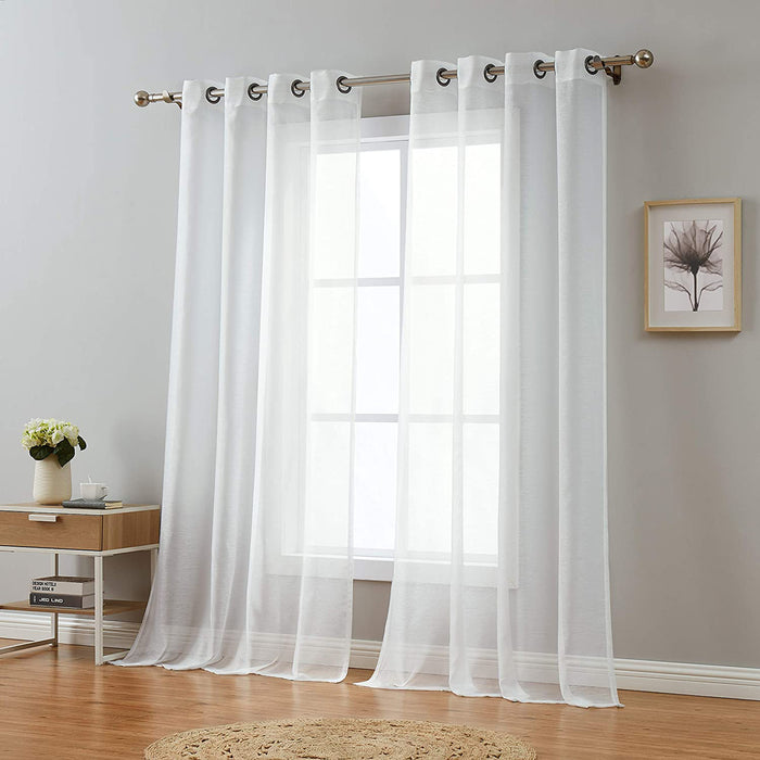 Red Co. Semi Sheer Curtains with Grommets - 2 Panel Set