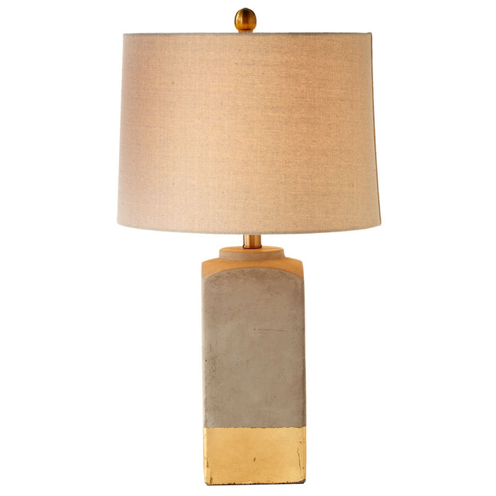 Modern Gold Dipped Cement Table Top Bedside Lamp with Natural Linen Shade, 24 Inches Tall - Set of 2 Accent Lamps