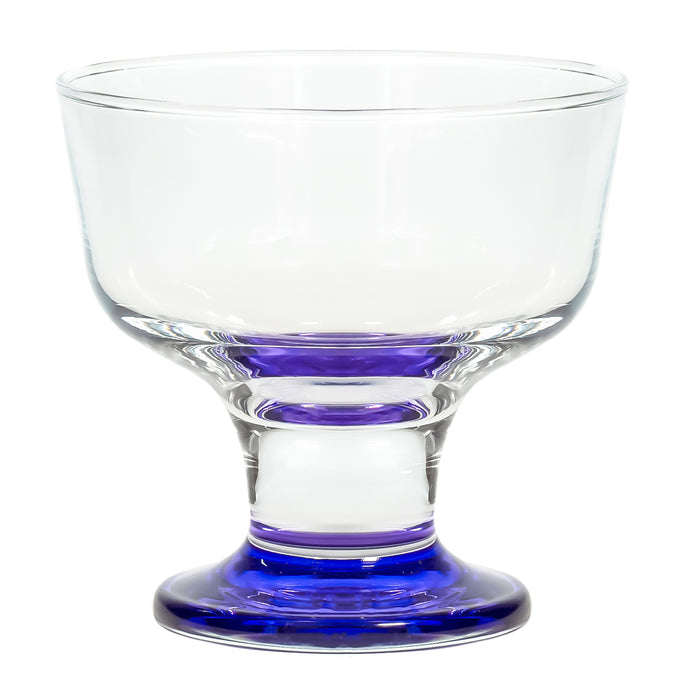 Red Co. Short Stem Clear Glass Tall Dessert Bowls with Multi Colored Base, 6.75 Ounce, Set of 6