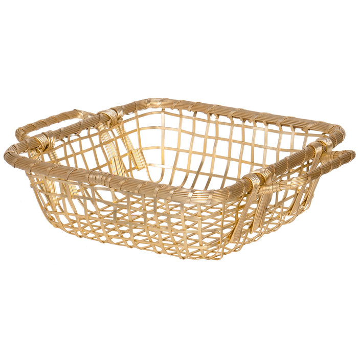 Red Co. Gilded Square Wire Basket with Handles, Centerpiece Home Décor — 10 Inches